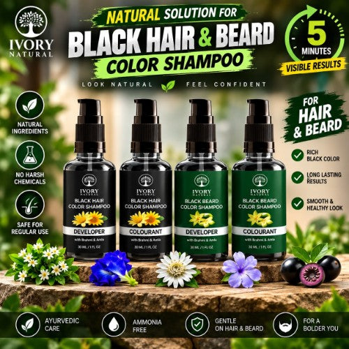Ivory Natural Black Hair and Beard Color Shampoo Combo - Video 
